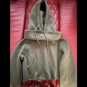 Missguided Olive Green Crop Cowl Neck Hoodie